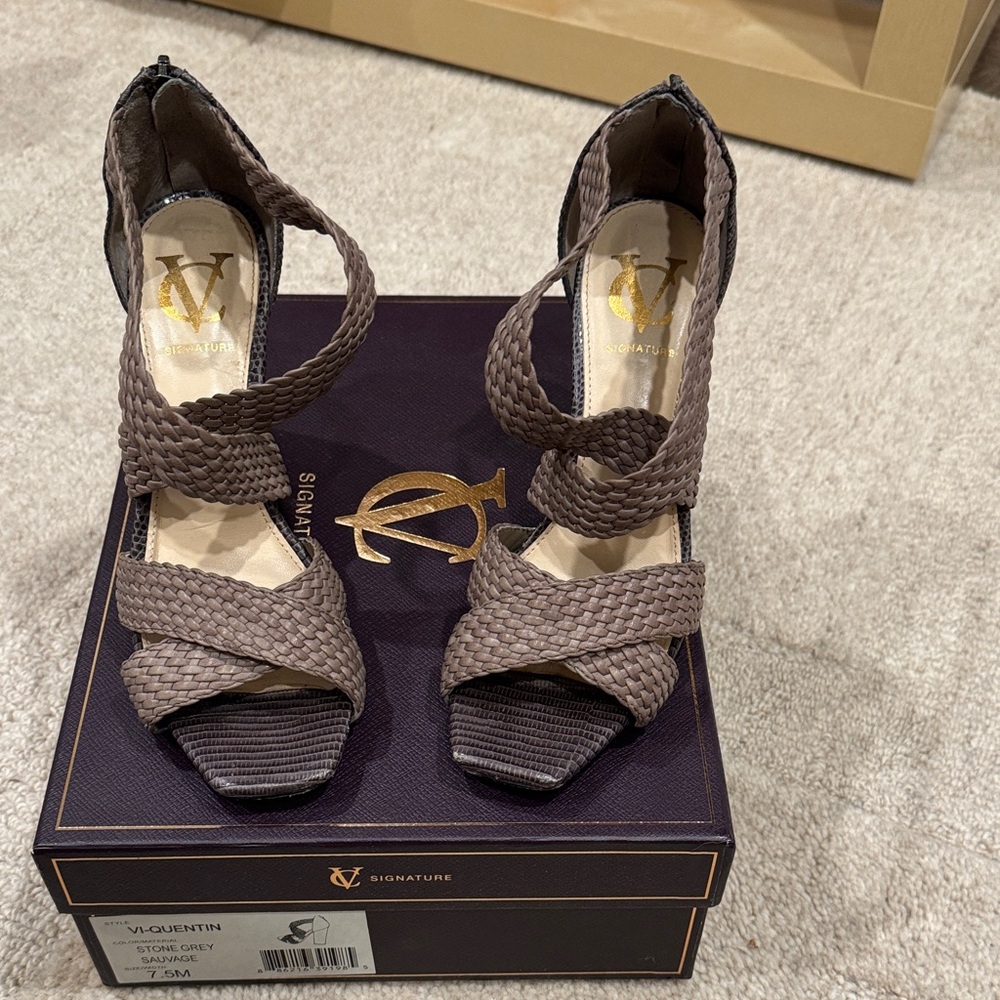 Signature Women's Braided Brown Heels by Vince Camuto Signature